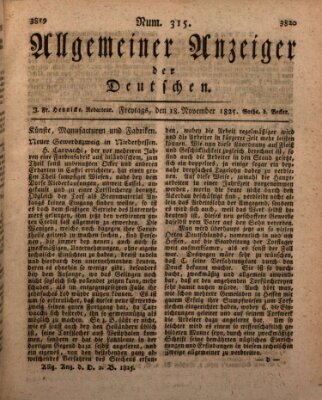 Allgemeiner Anzeiger der Deutschen Freitag 18. November 1825