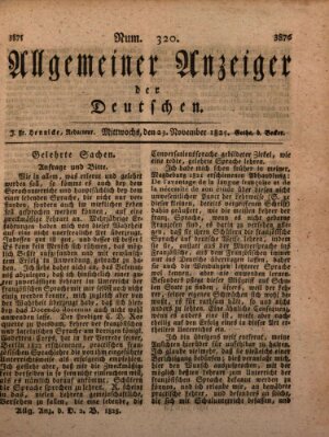 Allgemeiner Anzeiger der Deutschen Mittwoch 23. November 1825