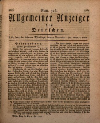 Allgemeiner Anzeiger der Deutschen Dienstag 29. November 1825