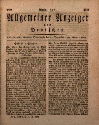 Allgemeiner Anzeiger der Deutschen Dienstag 27. Dezember 1825