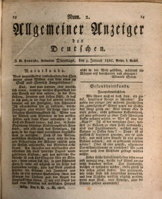 Allgemeiner Anzeiger der Deutschen Dienstag 3. Januar 1826