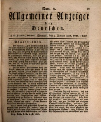 Allgemeiner Anzeiger der Deutschen Montag 9. Januar 1826