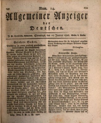 Allgemeiner Anzeiger der Deutschen Sonntag 15. Januar 1826