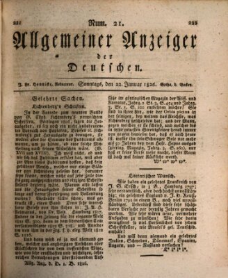 Allgemeiner Anzeiger der Deutschen Sonntag 22. Januar 1826