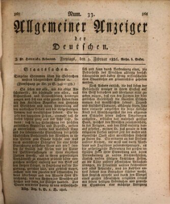 Allgemeiner Anzeiger der Deutschen Freitag 3. Februar 1826