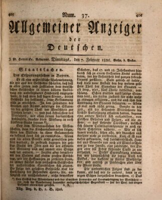 Allgemeiner Anzeiger der Deutschen Dienstag 7. Februar 1826