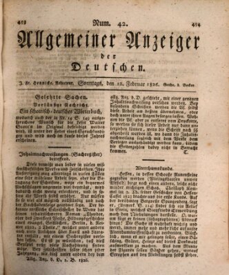 Allgemeiner Anzeiger der Deutschen Sonntag 12. Februar 1826