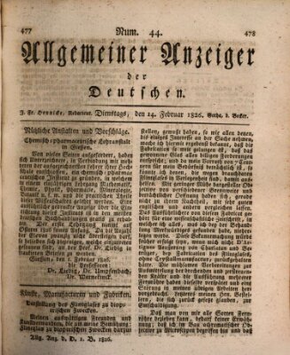 Allgemeiner Anzeiger der Deutschen Dienstag 14. Februar 1826