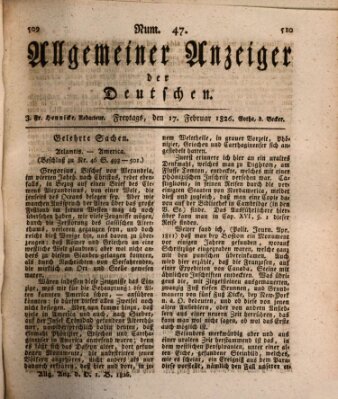 Allgemeiner Anzeiger der Deutschen Freitag 17. Februar 1826