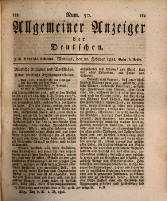 Allgemeiner Anzeiger der Deutschen Montag 20. Februar 1826