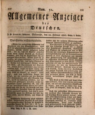 Allgemeiner Anzeiger der Deutschen Mittwoch 22. Februar 1826