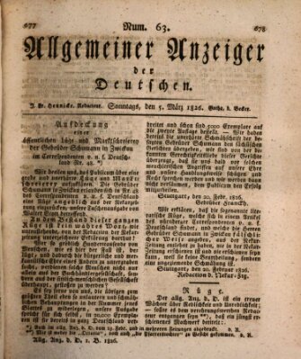 Allgemeiner Anzeiger der Deutschen Sonntag 5. März 1826