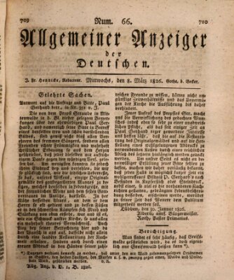 Allgemeiner Anzeiger der Deutschen Mittwoch 8. März 1826