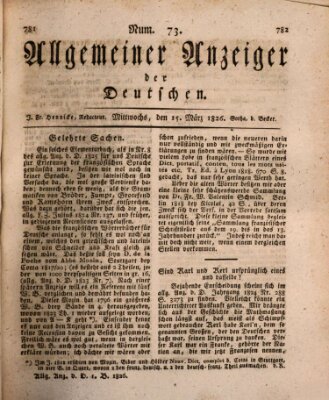 Allgemeiner Anzeiger der Deutschen Mittwoch 15. März 1826