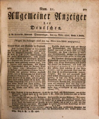 Allgemeiner Anzeiger der Deutschen Donnerstag 23. März 1826