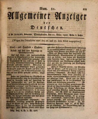 Allgemeiner Anzeiger der Deutschen Samstag 25. März 1826