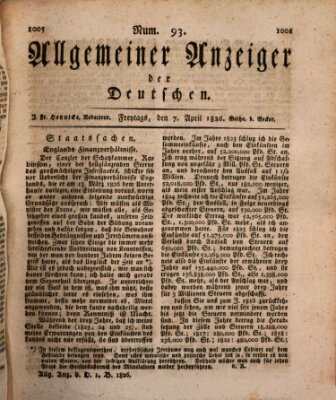 Allgemeiner Anzeiger der Deutschen Freitag 7. April 1826