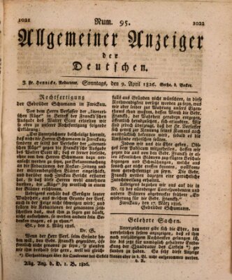 Allgemeiner Anzeiger der Deutschen Sonntag 9. April 1826