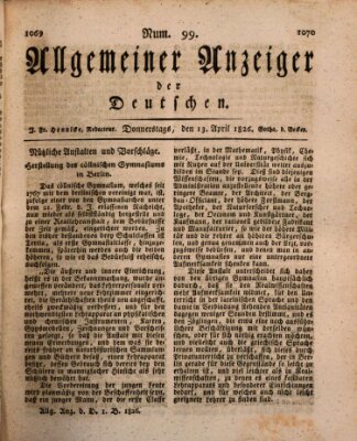 Allgemeiner Anzeiger der Deutschen Donnerstag 13. April 1826