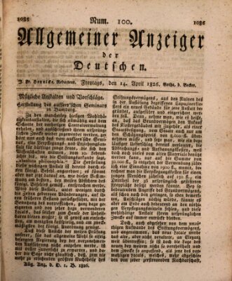 Allgemeiner Anzeiger der Deutschen Freitag 14. April 1826