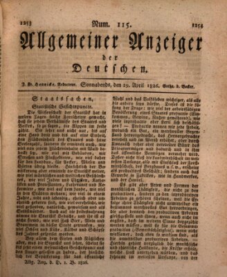 Allgemeiner Anzeiger der Deutschen Samstag 29. April 1826