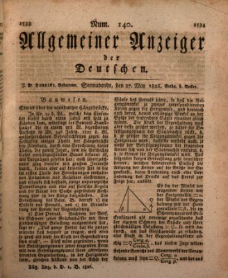 Allgemeiner Anzeiger der Deutschen Samstag 27. Mai 1826