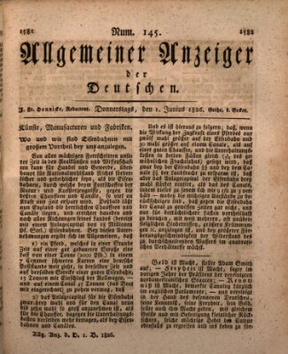 Allgemeiner Anzeiger der Deutschen Donnerstag 1. Juni 1826