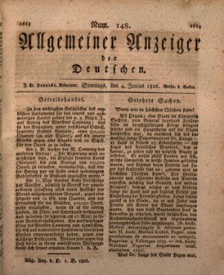 Allgemeiner Anzeiger der Deutschen Sonntag 4. Juni 1826