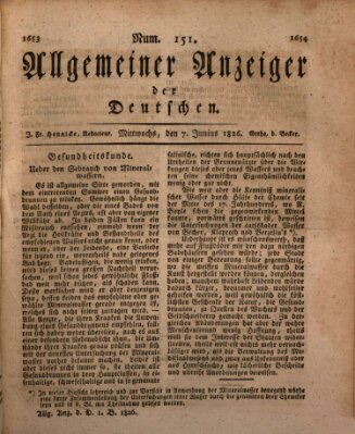 Allgemeiner Anzeiger der Deutschen Mittwoch 7. Juni 1826