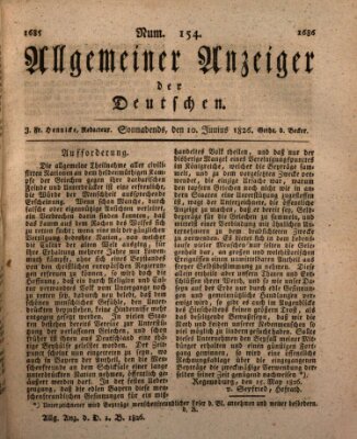 Allgemeiner Anzeiger der Deutschen Samstag 10. Juni 1826