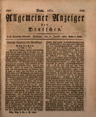 Allgemeiner Anzeiger der Deutschen Freitag 16. Juni 1826