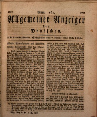 Allgemeiner Anzeiger der Deutschen Samstag 17. Juni 1826