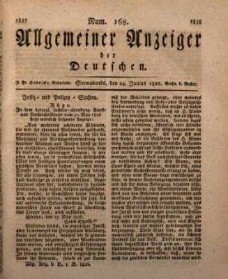 Allgemeiner Anzeiger der Deutschen Samstag 24. Juni 1826