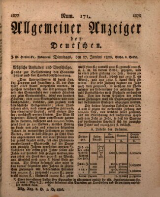 Allgemeiner Anzeiger der Deutschen Dienstag 27. Juni 1826