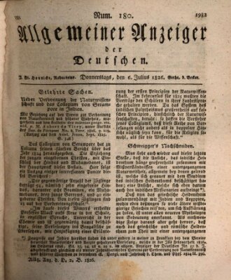 Allgemeiner Anzeiger der Deutschen Donnerstag 6. Juli 1826