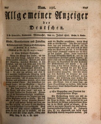 Allgemeiner Anzeiger der Deutschen Mittwoch 12. Juli 1826