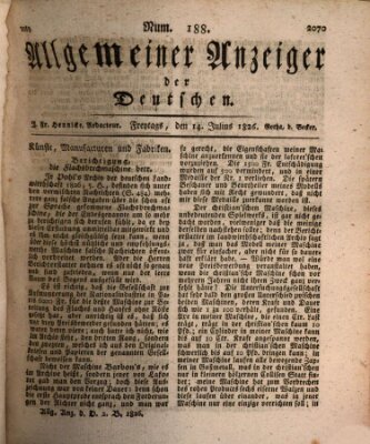 Allgemeiner Anzeiger der Deutschen Freitag 14. Juli 1826