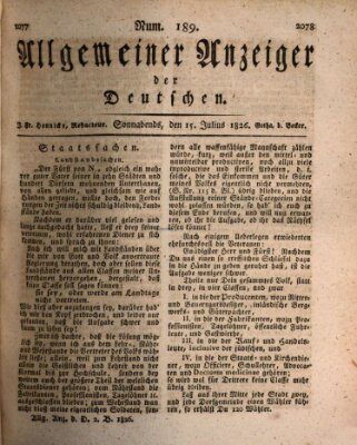 Allgemeiner Anzeiger der Deutschen Samstag 15. Juli 1826