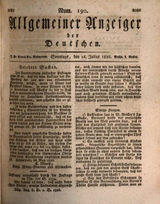 Allgemeiner Anzeiger der Deutschen Sonntag 16. Juli 1826