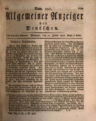 Allgemeiner Anzeiger der Deutschen Montag 17. Juli 1826