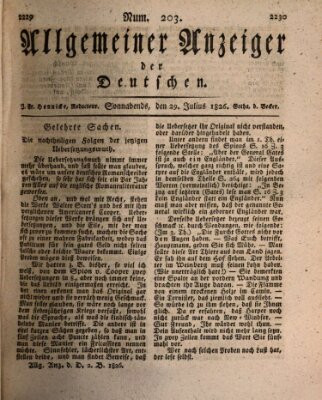 Allgemeiner Anzeiger der Deutschen Samstag 29. Juli 1826