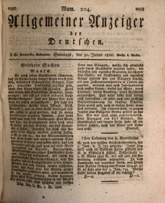 Allgemeiner Anzeiger der Deutschen Sonntag 30. Juli 1826