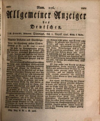 Allgemeiner Anzeiger der Deutschen Dienstag 1. August 1826