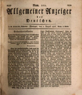 Allgemeiner Anzeiger der Deutschen Montag 7. August 1826