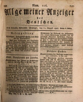 Allgemeiner Anzeiger der Deutschen Freitag 11. August 1826