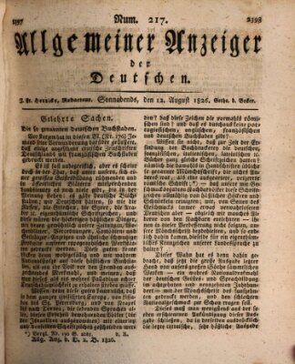 Allgemeiner Anzeiger der Deutschen Samstag 12. August 1826