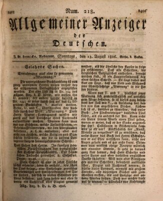 Allgemeiner Anzeiger der Deutschen Sonntag 13. August 1826