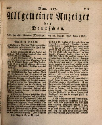 Allgemeiner Anzeiger der Deutschen Dienstag 22. August 1826