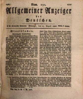 Allgemeiner Anzeiger der Deutschen Freitag 25. August 1826