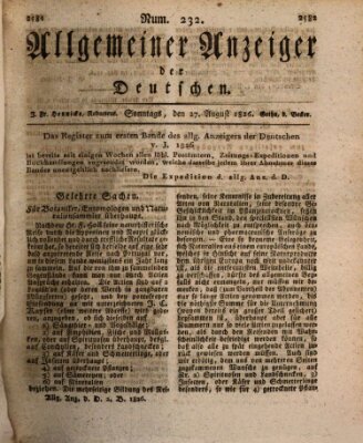 Allgemeiner Anzeiger der Deutschen Sonntag 27. August 1826